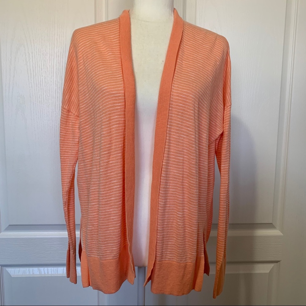 GAP Slub Open Front Cardigan Sweater Orange Small